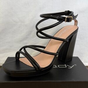 Comfy Black Strappy Heels
